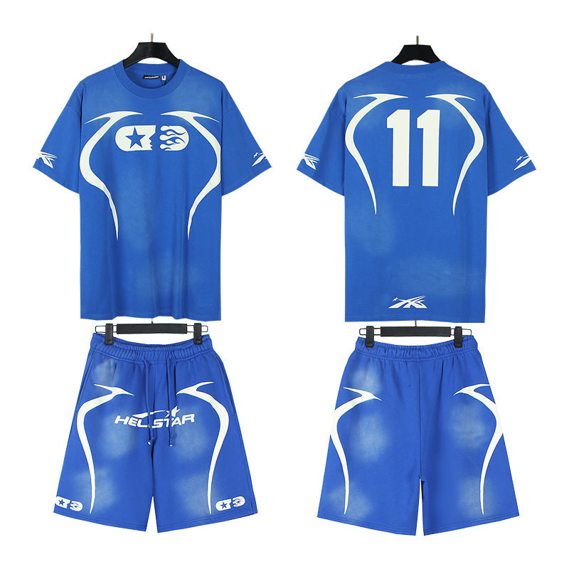 Hellstar T-Shirt And Shorts Two-Piece Set High-quality pure cotton high-street clothing