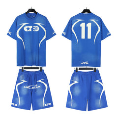 Hellstar T-Shirt And Shorts Two-Piece Set High-quality pure cotton high-street clothing