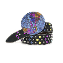 Hip-hop punk rhinestone belt earth buckle alloy pin buckle