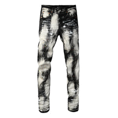 Mens trendy purple jeans 100% cotton High Street Distressed