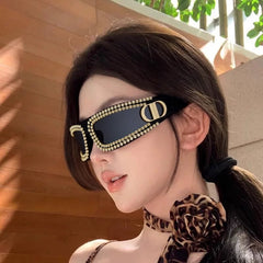 Trendy punk glasses with diamonds