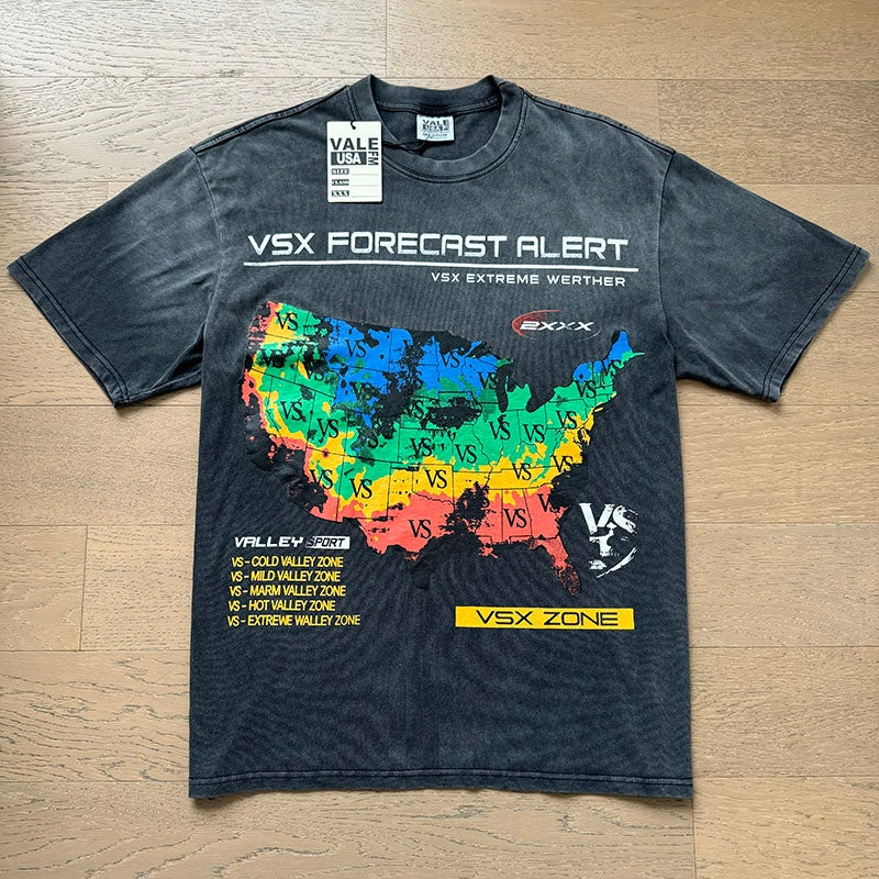 VALE T Shirts Trendy High-Street Washed Black