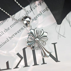 CHH Chrome heart Cross Necklace Cross Vintage Pendant Versatile for Men and Women