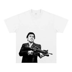 BIG FACE T shirts Pure Cotton High-Street Fashion