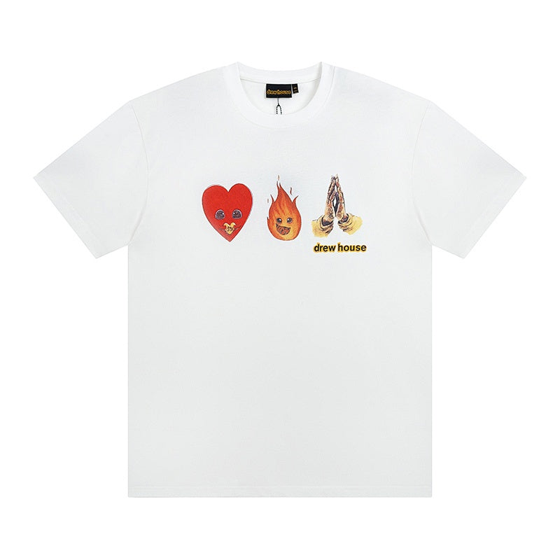 DREW HOUSE T Shirts Little Heart Flame Hand