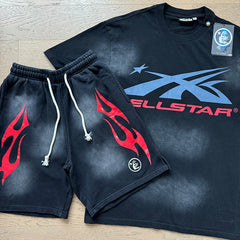 Hellstar T-Shirt And Shorts Two-Piece Set High-quality pure cotton high-street clothing