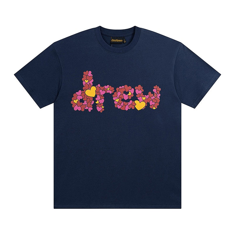 DREW HOUSE T Shirts Navy blue and red printed lettering
