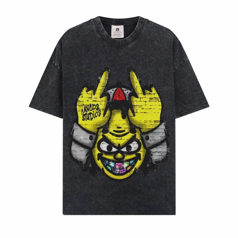 BIG FACE T shirts Pure Cotton High-Street Fashion