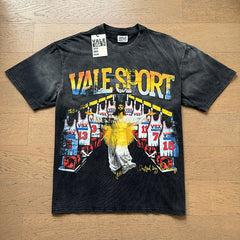 Valeforever Vale T Shirts Washed black with a distressed finish
