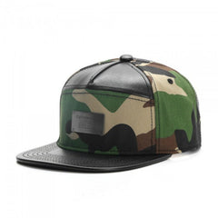 Trendy flat brimmed snapback hatsleather iron logo