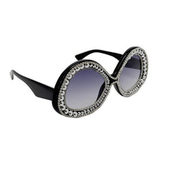 Trendy punk glasses double circle rhinestones