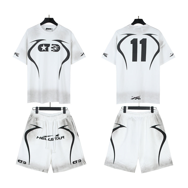 Hellstar T-Shirt And Shorts Two-Piece Set High-quality pure cotton high-street clothing