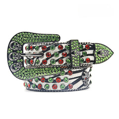 Hip-hop punk rhinestone belt women men skull accessories