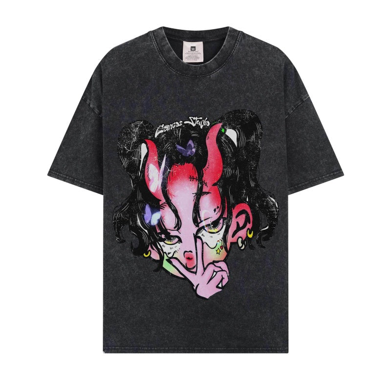BIG FACE T shirts Pure Cotton High-Street Fashion